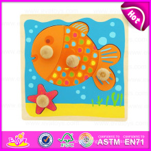 2015 Promotion Popular Wooden Jigsaw Puzzles for Kids, Lovely Fish Design Wooden Jigsaw Puzzle, DIY Jigsaw Puzzle Game Toy W14m061